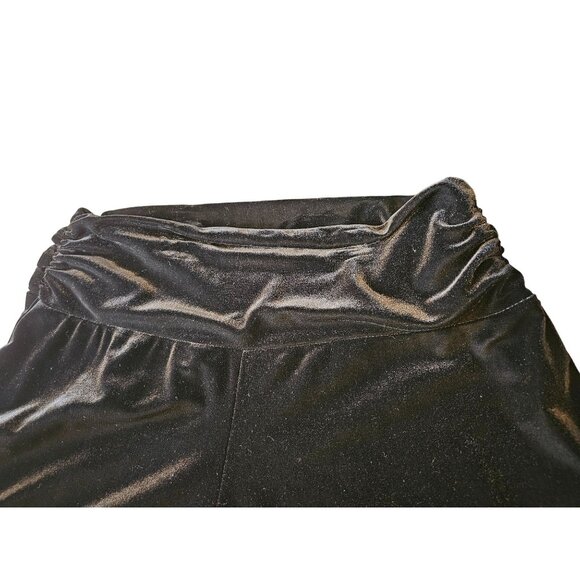 Susan Lawrence Women's Black Velvet Wide-Leg Pull On Pants L Side Waist Ruching - Picture 7 of 10